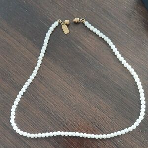Elegant 1928 Faux White Pearl Necklace 15"